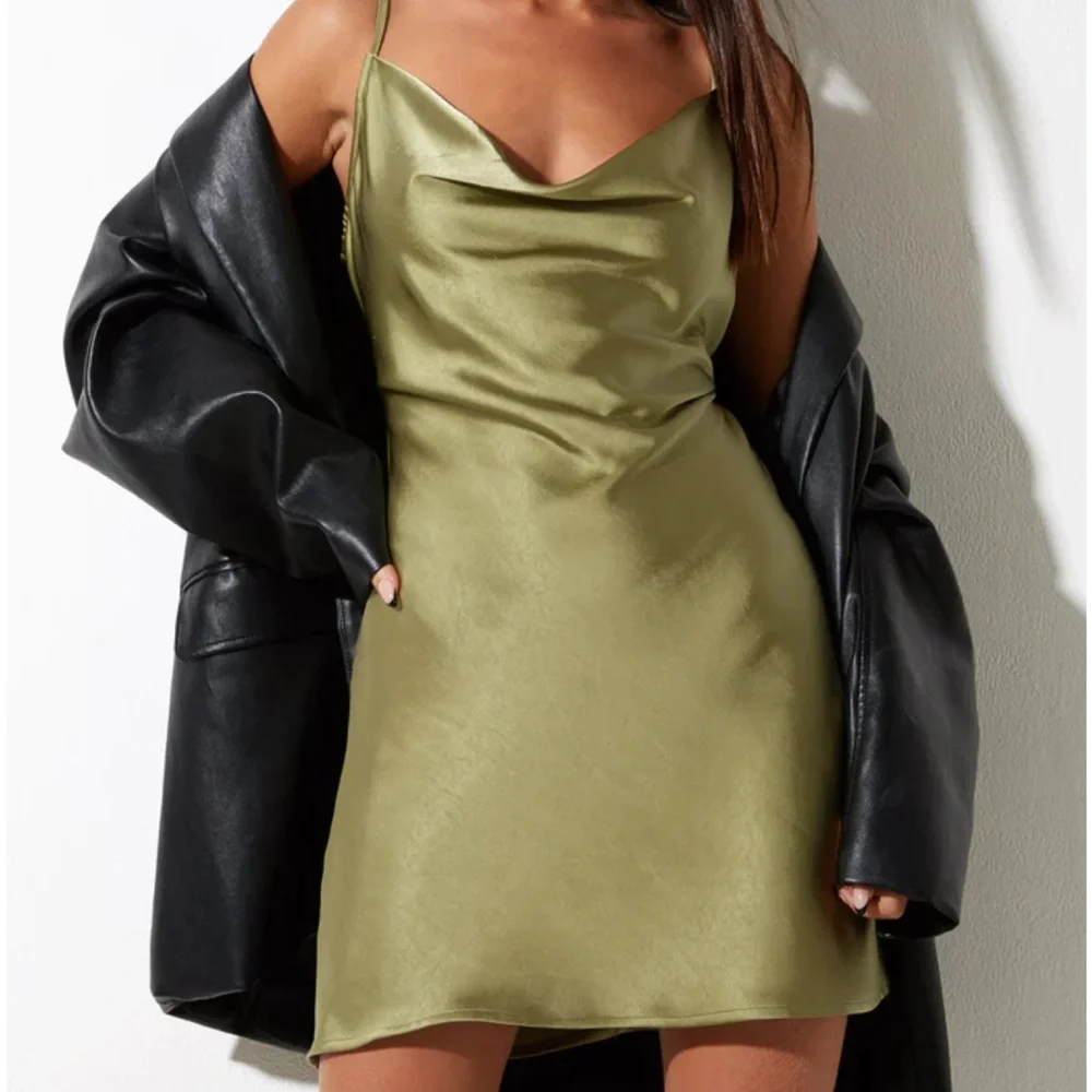 Motel Olive Green Slip Dress - Picture 1 of 4